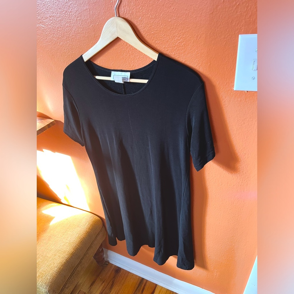 Vintage Impressions Flowy Black T-Shirt Dress, Size Large